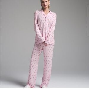 SKIMS SLEEP LONG SLEEVE BUTTON UP SET | CHERRY BLOSSOMGINGERBREAD PRINT